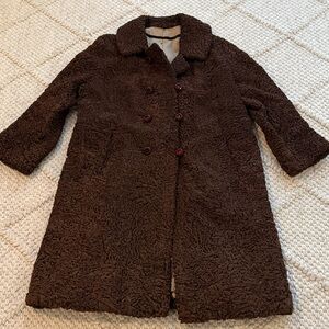 Stunning Vintage Chocolate Brown Krakul Lamb Overcoat